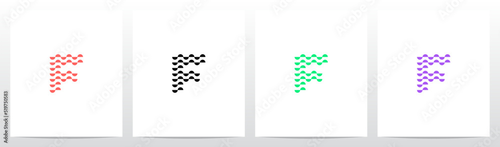 Half Circle Pattern Letter Logo Design F - obrazy, fototapety, plakaty 