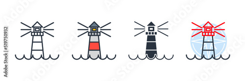 lighthouse icon logo vector illustration. lighthouse symbol template for graphic and web design collection