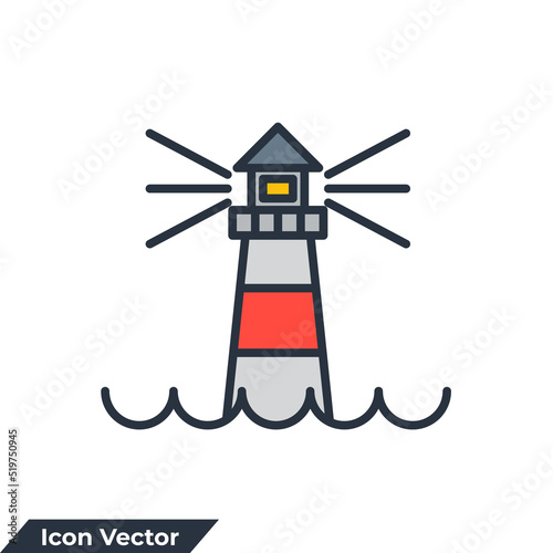 lighthouse icon logo vector illustration. lighthouse symbol template for graphic and web design collection