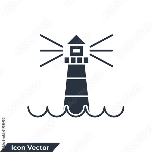 lighthouse icon logo vector illustration. lighthouse symbol template for graphic and web design collection