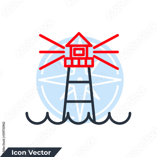lighthouse icon logo vector illustration. lighthouse symbol template for graphic and web design collection