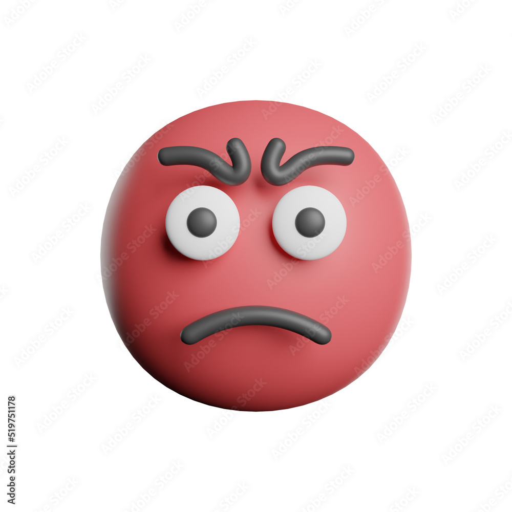 Fototapeta premium Emoticon Angry Face 3D Rendering Illustration
