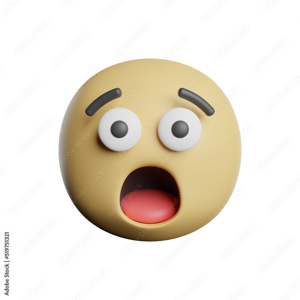 Fototapeta premium Emoticon Shocked Face 3D Rendering Illustration