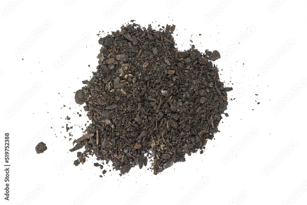 Organic soil isolated on white background. Dirty earth on white background. Natural soil texture. Patch of soil or mud. Organic soil isolated on white background. Dirty earth on white background. Natural soil texture. Patch of soil or mud.