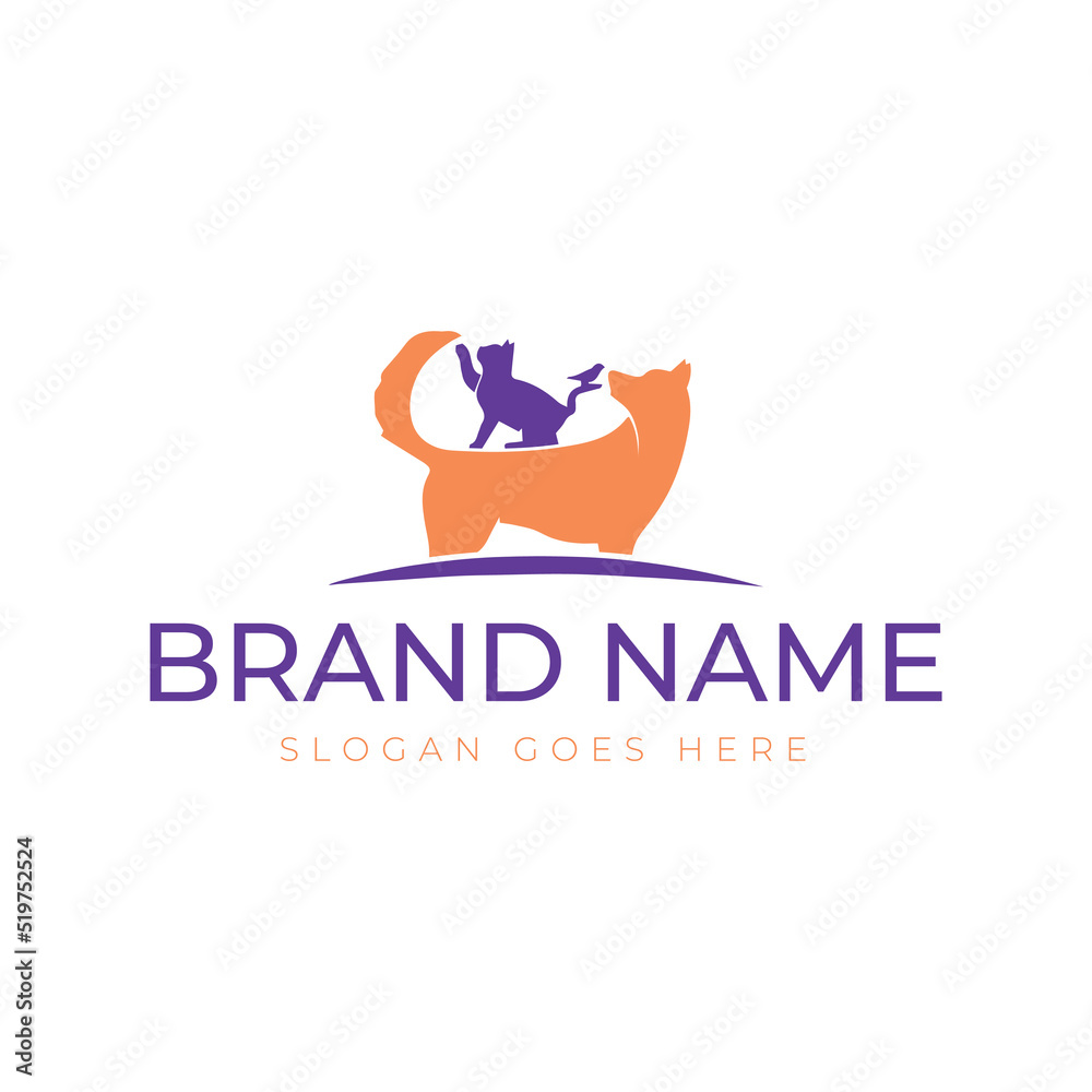 Veterinary Concept, Overlaid Cat, Dog and Bird Logo Design Veterinary Concept, Overlaid Cat, Dog and Bird Logo Design