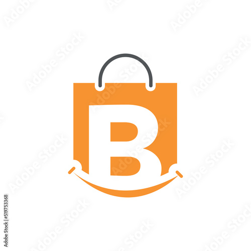 Shopping Concept, Smile and Letter B Logo on a Bag