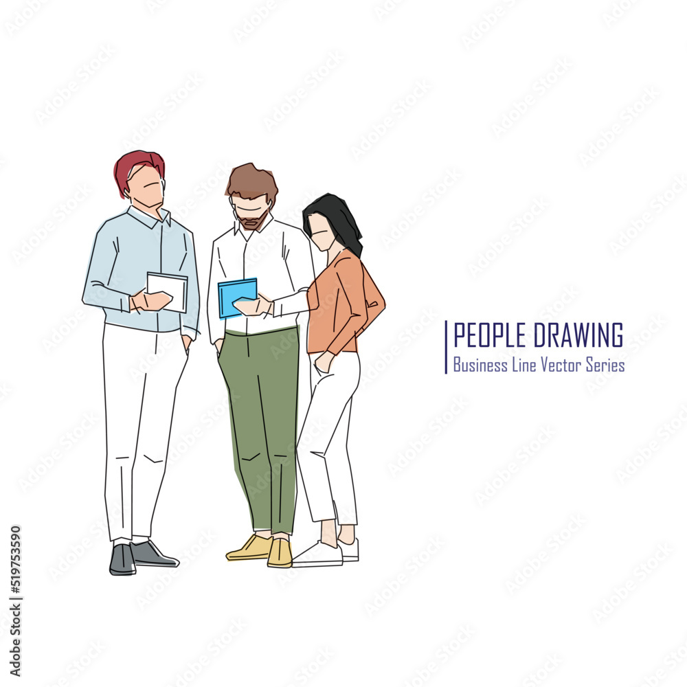Business multinational People. Vector illustration of various races.
People line drawing vector.