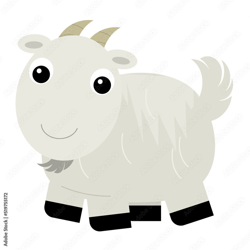 Cartoon scene happy goat is standing illustration