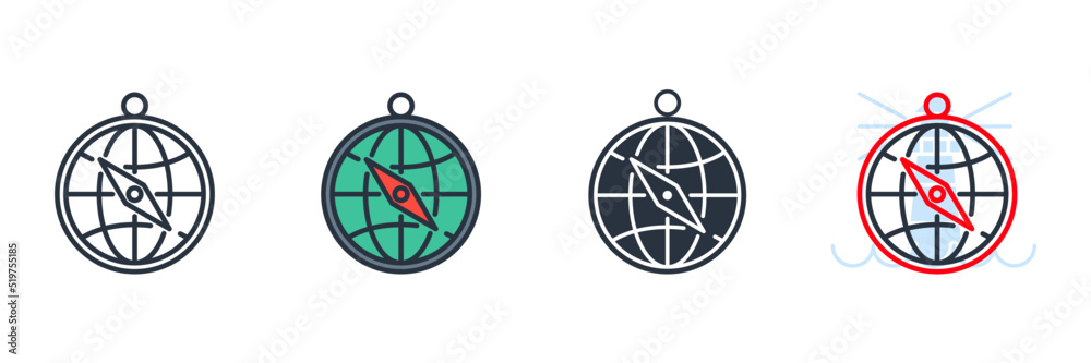 compass icon logo vector illustration. globe compass symbol template for graphic and web design collection compass icon logo vector illustration. globe compass symbol template for graphic and web design collection