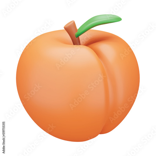 Apricot 3d rendering isometric icon.