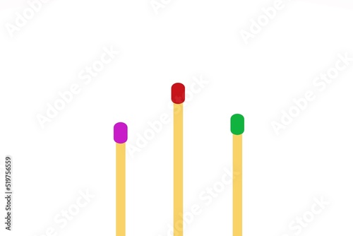 Matchstick Colorful head drawing on white background.
