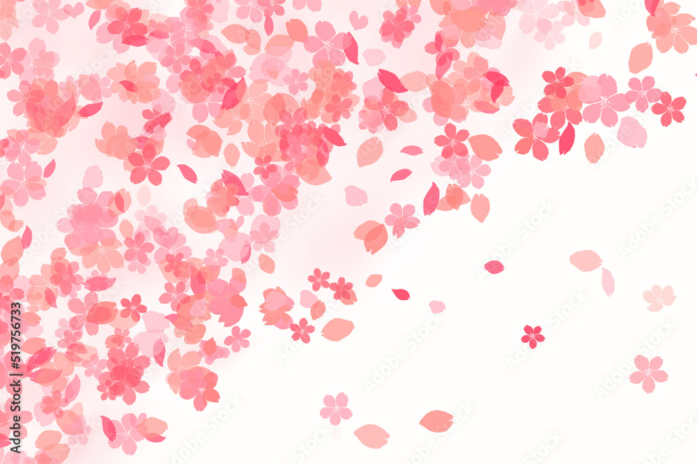 桜舞い散る春　イラスト　背景白
