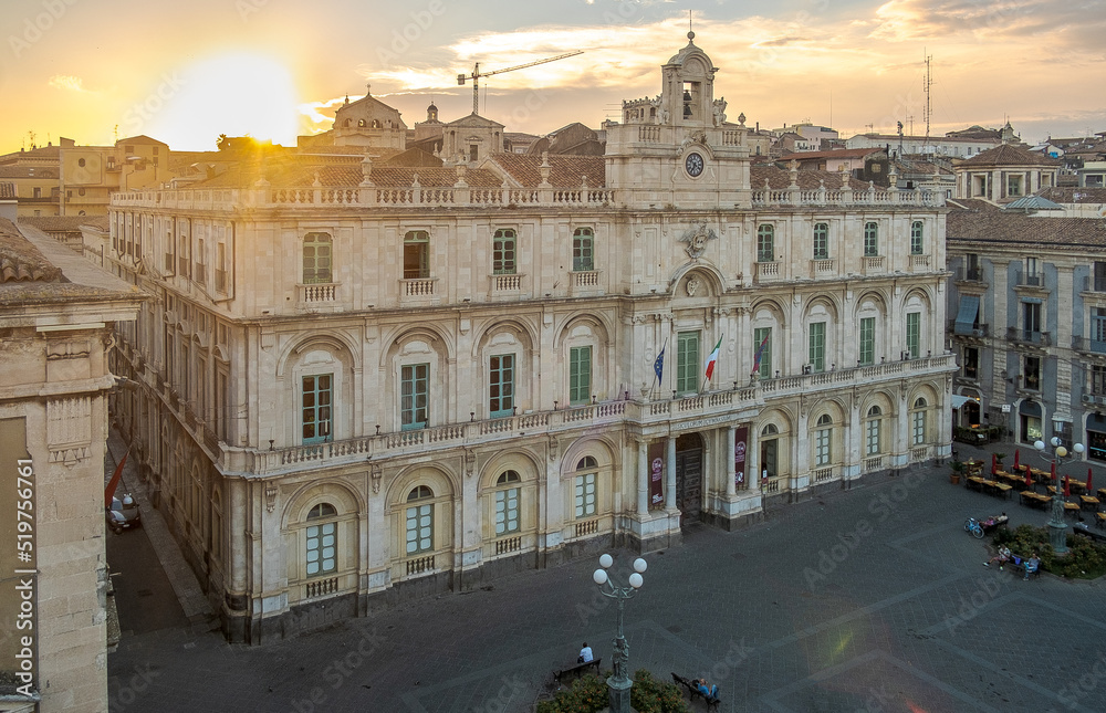 The university palace along via Etnea in Catania, Sicily, Italy