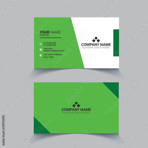 Green modern business card template design