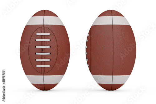 Red Classic Old Leather Rugby Ball. 3d Rendering