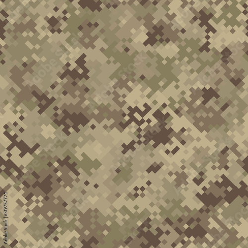 Military camouflage seamless pattern. Urban digital pixel style.