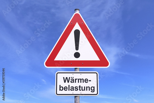 Free Download 3d Illustration - Verkehrsschild - Achtung - Wärmebelastung - Himmel - Wolken - GFXLoad