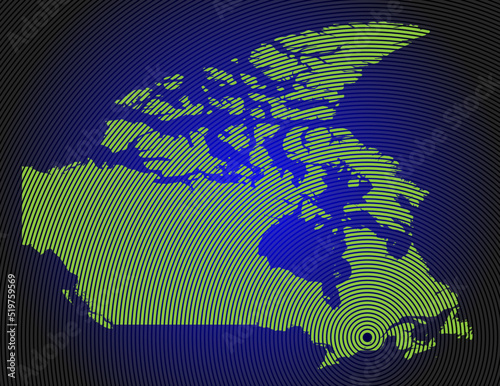 a very detailed map of canada in a modern and clean circle design