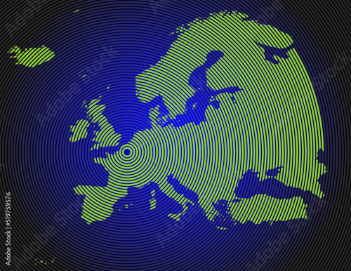 a very detailed map of europe in a modern and clean circle design