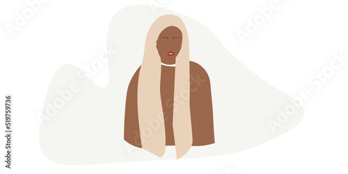Abstract Modern African woman in elegant line art style vector