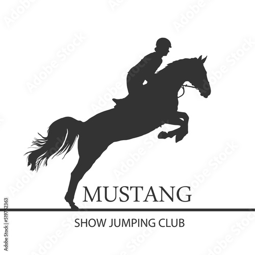 Jumping horse. Silhouette vector images rider on jumping horse