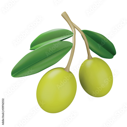 Olive 3d rendering isometric icon.
