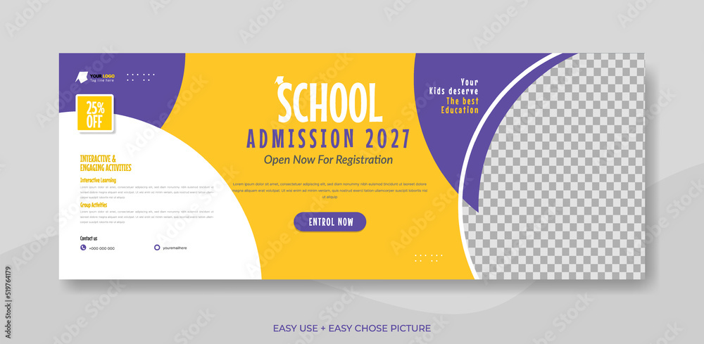 School admission web banner template design illustration Stock Vector ...