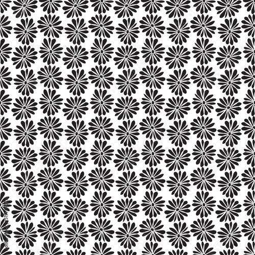 black flowers seamless repeat pattern