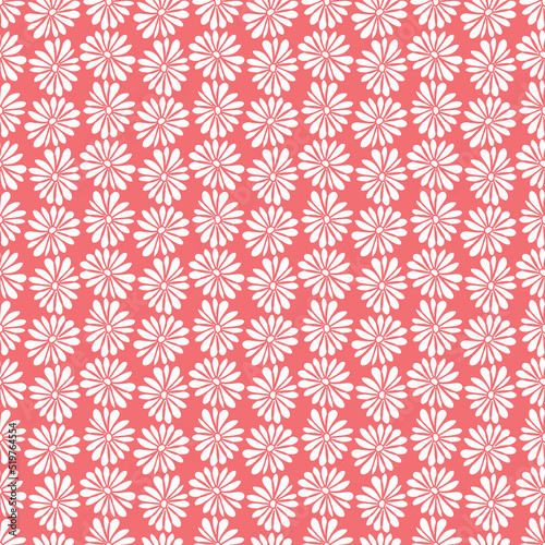 white flowers with pink background seamless repeat pattern