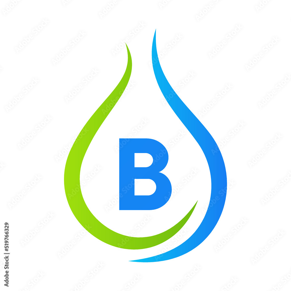 Letter B Drop Water Logo Design Vector Template. Minimal Water Logo Sign Letter B Drop Water Logo Design Vector Template. Minimal Water Logo Sign