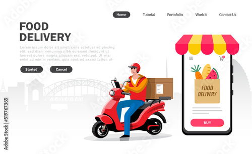 Online delivery service , online order tracking, delivery home and office. Scooter delivery. Shipping. Vector illustration