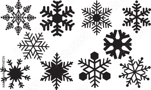Christmas Snowflakes Silhouettes Christmas Snowflakes Bundle SVG EPS PNG photo