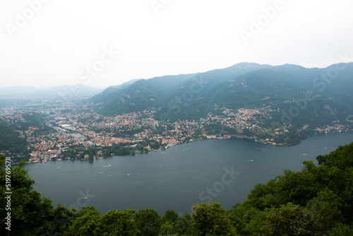 Great view with landscape of lake Como and Alps mountains, beauty in nature, Lombardy, Italy, Europe © Khorzhevska