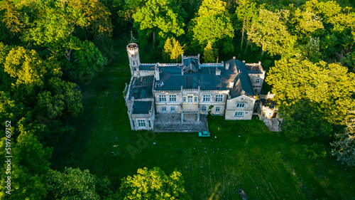 The old palace is hidden among the trees photo