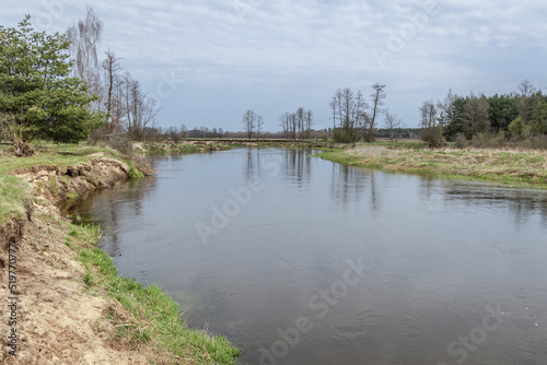 View on a Liwiec River near Starowola village, Mazowsze region of Poland