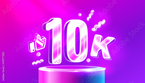 Thank you 10k followers, peoples online social group, happy banner celebrate, Vector