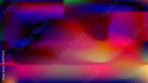Abstract glitch vector background with bright blurred spots of blue, pink, yellow.