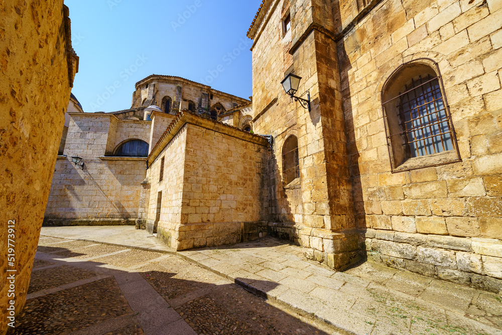 Medieval buildings attached to the Gothic cathedral of the old town of Burgo de Osma, Soria.