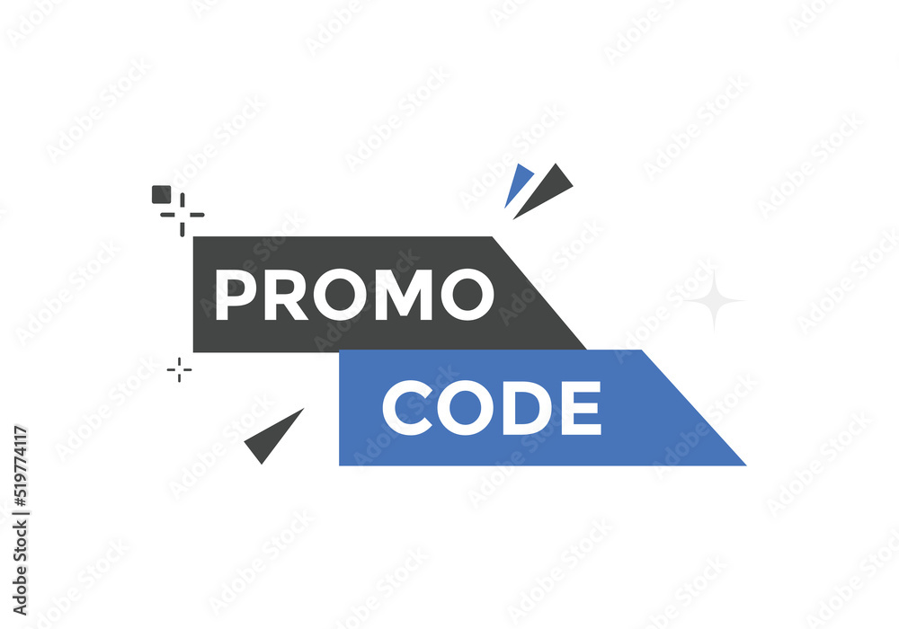 Promo code button. Promo code speech bubble
