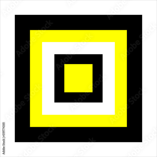 Pattern square black yellow white on white