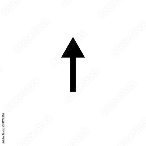 Black up arrow on white background