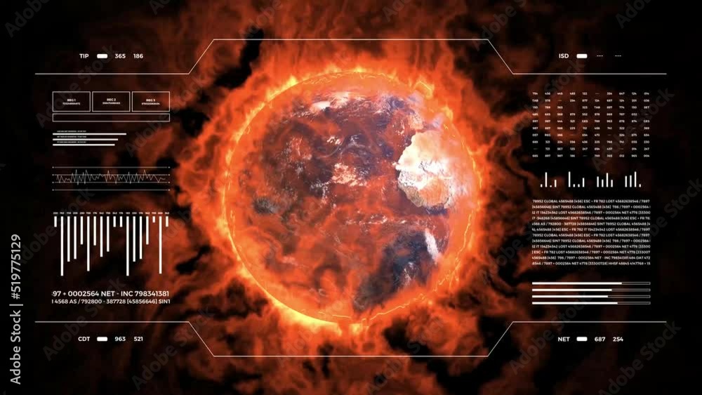 Climate changes analysis. Digital interface with animated infographics