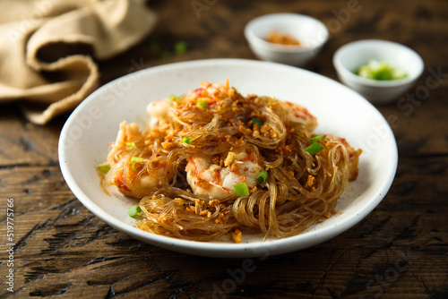 Sticker Stir fry noodles with shrimps