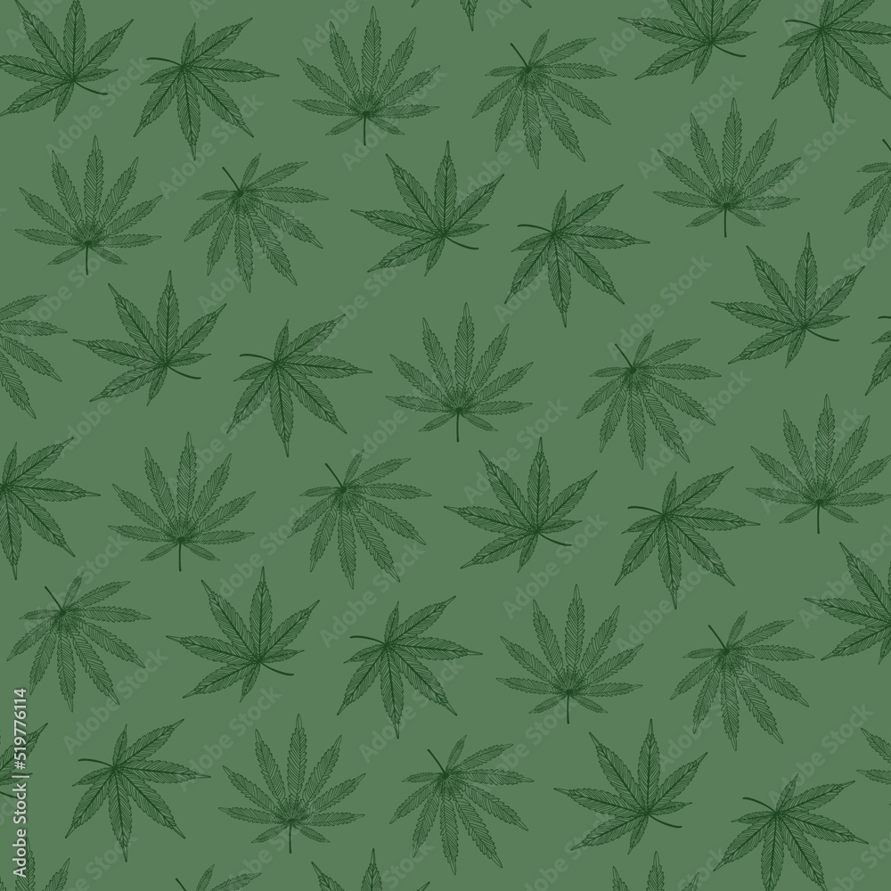 Vector fondo de hojas de cáñamo y cannabis. Diseño papel estampado nuevo negocio del cannabis y sus derivados.