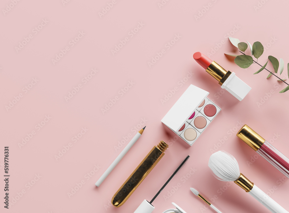 Glamour female set and make up cosmetic tools colorful background wallpaper. Glamour female set and make up cosmetic tools colorful background wallpaper.