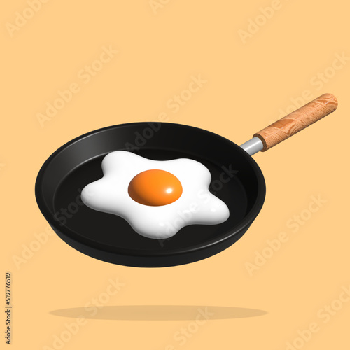 frying pan with scrambled eggs