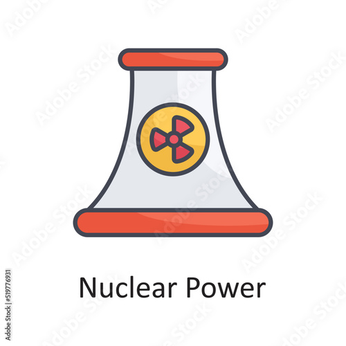 Nuclear Power vector Filled Outline Icon Design illustration on White background. EPS 10 File 