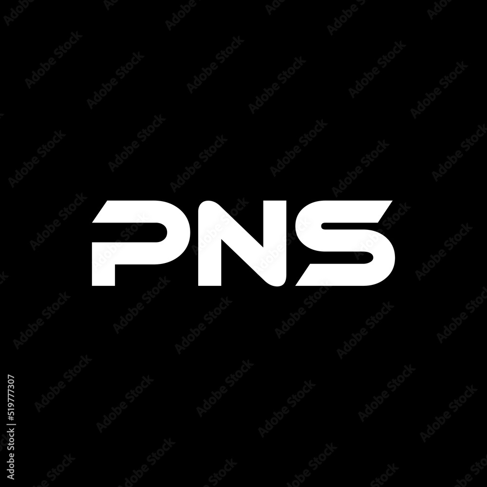 PNS letter logo design with black background in illustrator, vector logo modern alphabet font overlap style. calligraphy designs for logo, Poster, Invitation, etc.