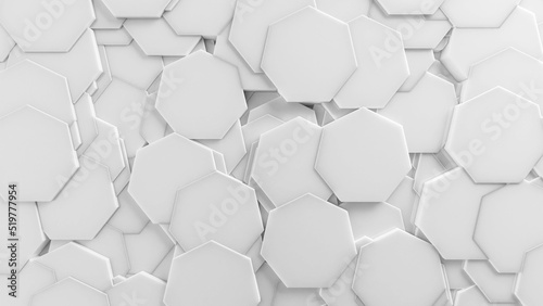 White 3D Background Abstract Heptagon pattern texture  photo