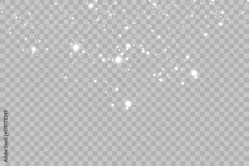 Realistic falling snowflakes. Isolated on transparent background. Vector illustration